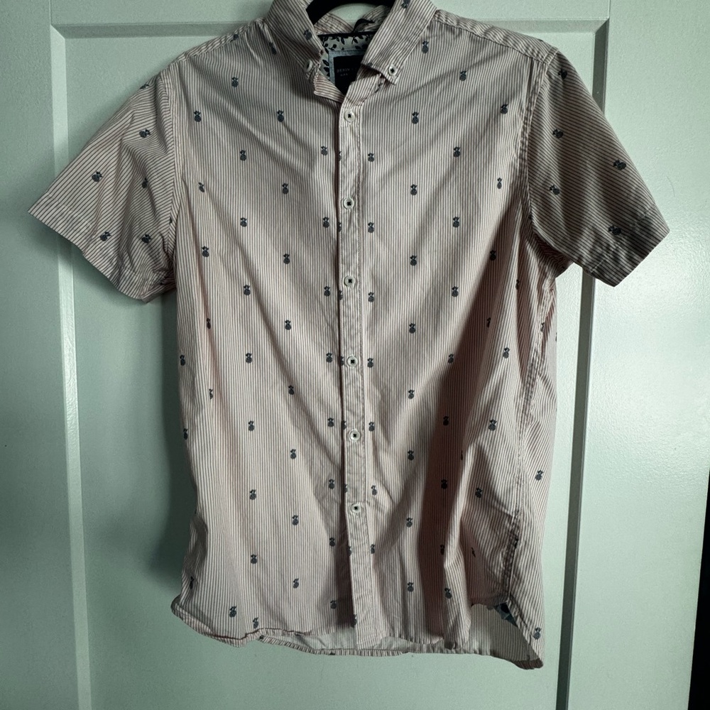 Denim & Flower Beige and Navy Patterned Shirt